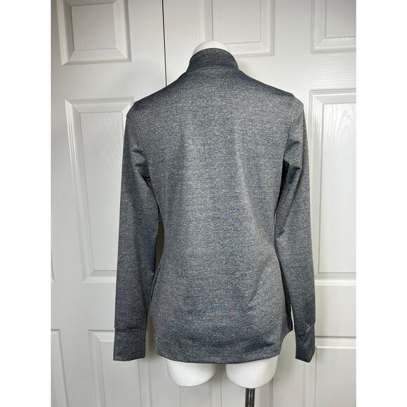 Bebe Sport Heather Gray Mesh Striped Zip Front Athletic Jacket Size Medium - Picture 3 of 6